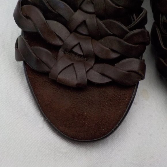 Like New GNW Flex Braided Slide Wedge Sandals Leather Upper Choc Brown SZ 8.5 M - Picture 5 of 12